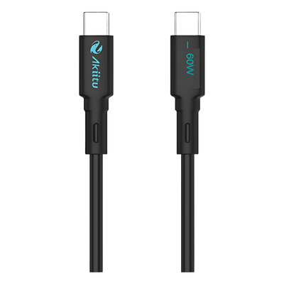 Cable USB-C a USB-C / Carga Rápida 60W / Transferencia 480 Mbps / Magnético Auto-enrollable / Silicona Líquida / 1 m (3.3 ft)