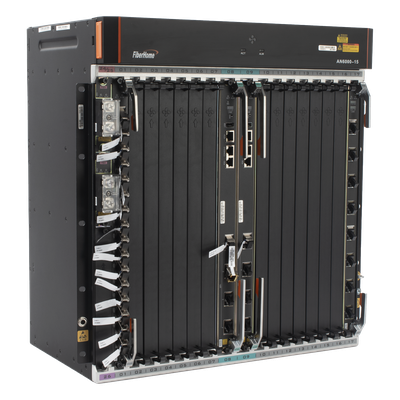 OLT Carrier Class Modular / 14 Ranuras de Servicio / 240 Puertos GPON / Switching 6.8 Tbps / Fuente Redundante -48Vdc / 11 UR