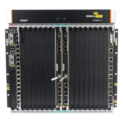 OLT Carrier Class Modular / 16 Ranuras de Servicio / 240 Puertos GPON o 120 XGPON / 6.8T Switching / 200G Slot Bandwidth / 16,000 ONTs / Rack 21″