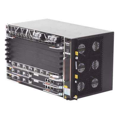 OLT Carrier Class Modular / 6 Ranuras de Servicio / 96 Puertos GPON / 48 xGPON / Switching 6.8 Tbps / 200 Gbps por Slot / 6 UR / 19′