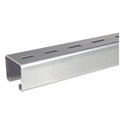 Unicanal Perforado / 4 x 4 cm / Calibre 16 / 3 m (9.8 ft) / Pregalvanizado Electrolítico / 1.5 mm Espesor