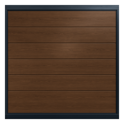 Puerta de Garage / Línea Central / Imitación Madera Oscura / 18 x 8 pies / Aislada / Estilo Americano / Panel Calibre 26