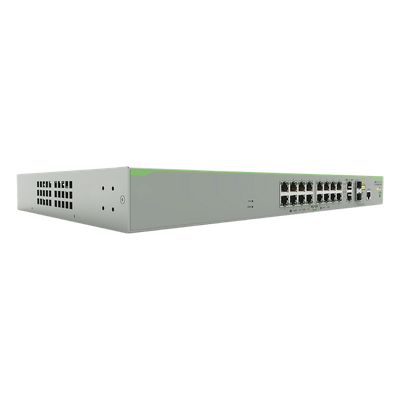 Switch PoE+ Administrable Capa 3 / 16 Puertos 10/100 Mbps / 2 Puertos Gigabit Combo SFP / 250W PoE+ / 7.2 Gbps / 5.36 Mpps