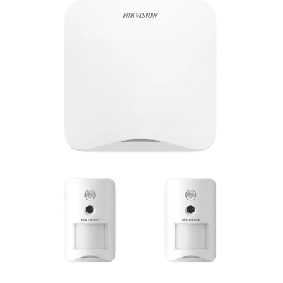 Kit de Alarma Inalámbrico / Panel Wi-Fi 1200 m (3937 ft) / 16 Zonas / 2 Cámaras PIR 320 x 240 / Detección 10 m (32.8 ft) 90° / Inmunidad Mascotas 24 kg / Batería 2 Años