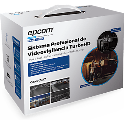 Kit TurboHD / DVR 4 Canales / 4 Cámaras Bala ColorVu / 1080p Lite / H.265+ / IP66 / Audio Integrado