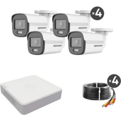 Kit de Videovigilancia TurboHD / 1080p Lite / 4 Cámaras Bala ColorVu / DVR 5 Canales / IR 20 m (65.6 ft) / IP66
