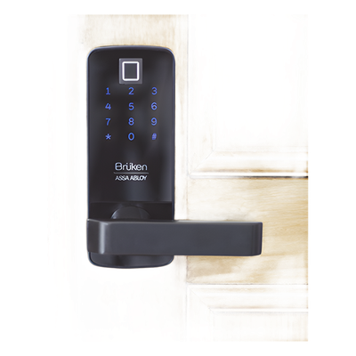 Cerradura Electrónica con Manija / Biométrico / Tarjeta / Contraseña / 99 Usuarios / 6 V DC / Madera