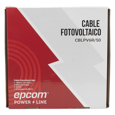 Cable Fotovoltaico / 16 mm² (6 AWG) / Cobre / 2000V / Rojo / Rollo 50 m (164 ft)