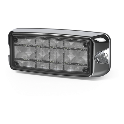 Luz de Advertencia LED / Doble Color Ámbar/Blanco / 55 Patrones Programables / 12-24 VDC / SAE J595 Clase I / 5×2 Pulgadas