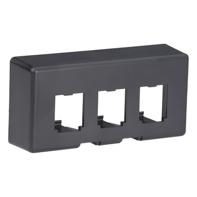 Placa de Mobiliario Modular / 3 Puertos Mini-Com / ABS de Alta Resistencia / 3.5′ x 1.7′ x 1.17′ (88.9 x 43.18 x 29.71 mm) / Negro