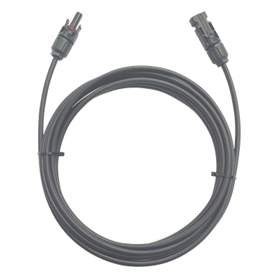 Cable Fotovoltaico / 1 m (3.28 ft) / 10 AWG (6 mm²) / Negro / Terminales MC4 Macho y Hembra / -40°C a 90°C / 1000/2000 V