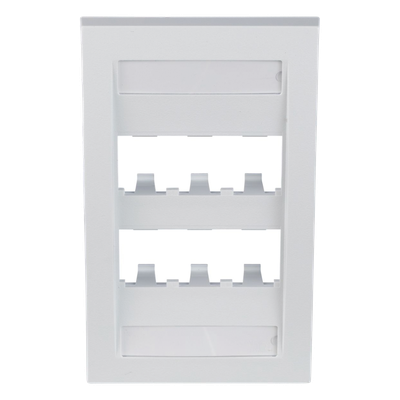 Placa de Pared Vertical Ejecutiva / 6 Puertos Mini-Com / Perfil Elevado / 69.8 x 114.3 mm (2.75 x 4.5 pulg.) / Blanco