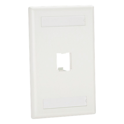 Placa de Pared Vertical / 1 Puerto Mini-Com / Diseño Plano / 2.75 x 4.5 pulgadas / Blanco