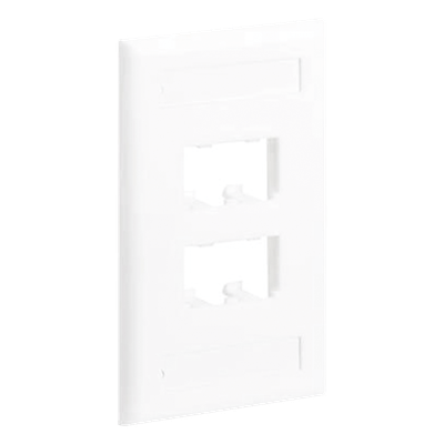 Placa de Pared Vertical / 4 Puertos Mini-Com / Diseño Inclinado / 2.75 x 4.5 in / ABS / Blanco