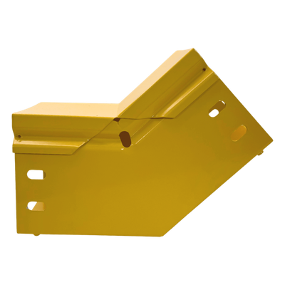 Curva Vertical Interior / 45° / Aluminio 4″ x 4″ / Radio 8″ / Epóxica Amarilla / Con Tapa y Accesorios