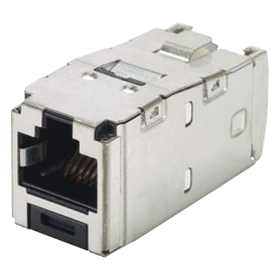 Conector Jack RJ45 Blindado / Categoría 6A / 8 Posiciones 8 Cables / Terminación sin Impacto / Color Negro
