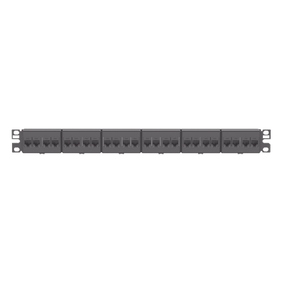 Panel de Parcheo / 24 Puertos / Cat 5e / 1 UR / Plano / Negro