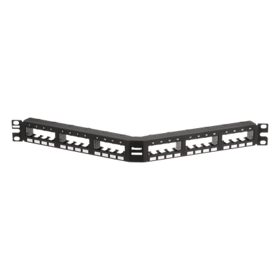 Panel de Parcheo Modular / 24 Puertos / Diseño Angulado / 1U / 19 Pulgadas / Placas Frontales Extraíbles