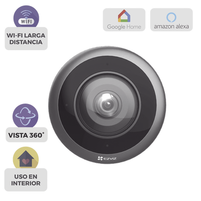 Cámara IP Fisheye 360° / 3K+ (2320×2320) / Wi-Fi Dual Banda 2.4/5 GHz / IR 10 m (32.8 ft) / Audio Bidireccional / MicroSD 512GB / H.265