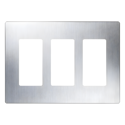 Placa de Pared Decorativa / 3 Espacios / Screwless / Acero Inoxidable / Perfil 7.6 mm / Compatible Maestro, Diva, Pico