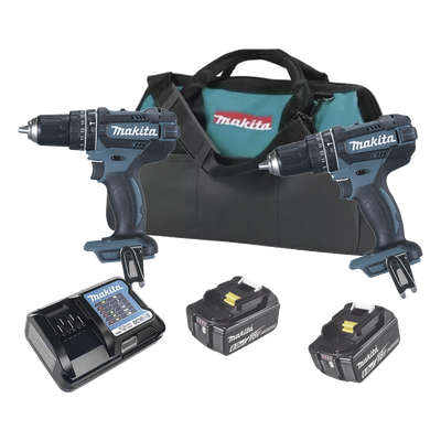 Kit Taladro Percutor + Llave de Impacto / 18V / 2 Baterías 3Ah / Motor BL / 210 Nm / 1/2″