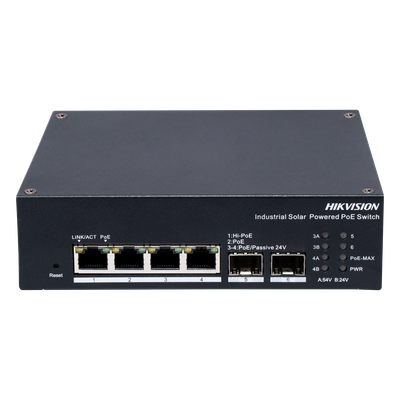 Switch Industrial Administrable / 4 Puertos PoE Gigabit / 1 PoE++ 90W + 3 PoE+ 30W / 2 SFP / 120W Total / 300 m (984 pies) / -40°C a 75°C