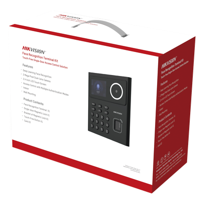 Kit de Control de Acceso Biométrico / Reconocimiento Facial 500 Rostros / Huella y Tarjeta MIFARE 1,000 / Detección 0.3 a 2 m (0.98 a 6.56 ft) / Alimentación 12V CC Incluida / Interior