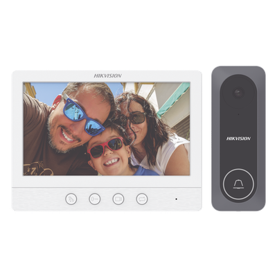 Kit de Videoportero / Pantalla LCD 7″ / 720p / Gran Angular 130° / Frente de Calle IR 3 m (9.8 ft) / Conexión 4 Hilos / 3 Monitores / 2 Frentes de Calle
