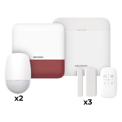 Kit de Alarma Inalámbrica / 48 Zonas / GSM 3G/4G + Wi-Fi 2.4 GHz / Sirena Exterior Roja / Detección 15 m (49.2 ft) / 433 MHz