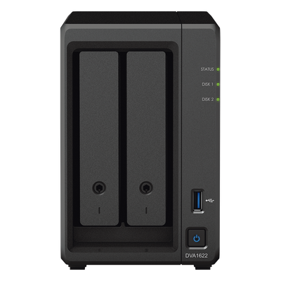 NVR Deep Learning / 2 Bahías / Intel Celeron Quad-Core 2.7 GHz / 6GB DDR4 / HDMI 4K / 1GbE Link Aggregation / Compacto 166 x 106 x 223 mm