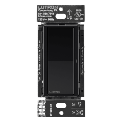 Interruptor Inteligente de Pared / On/Off No Regulable / 120 V / 5 A LED / 600 W Incandescente / 3 A Ventiladores / Control Pico y Smart Hub / Negro