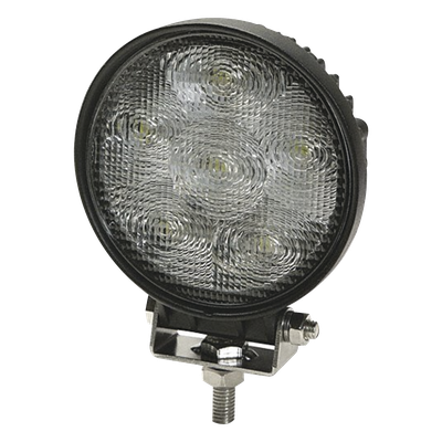 Luz de Trabajo LED / 700 Lumenes / 12-24 VCD / 6 LEDs de 3W / Montaje Pedestal / Lente Redonda Transparente / Aluminio Negro