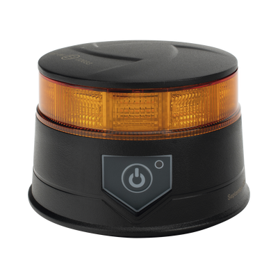 Baliza LED Recargable / Color Ámbar / IP67 / 12-24 V / 7 Patrones de Destello / Montaje Magnético y Succión