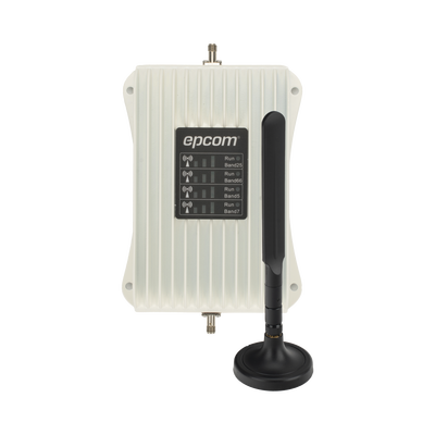 Amplificador de Señal Celular para Vehículo / Cuatribanda 850/1900/1700/2100/2500/2600 MHz / Ganancia 50 dB / Multioperador y Multidispositivo / 12 VCC