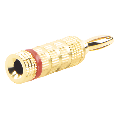 Conector Banana / Tipo Tornillo / Chapado en Oro 24K / 12 AWG Máx / Polaridad Codificada / 1 Pieza Roja