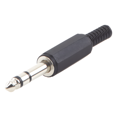 Conector Macho Estéreo / 6.35 mm (1/4″) / Cuerpo Plástico / Terminación Soldadura / 28-14 AWG