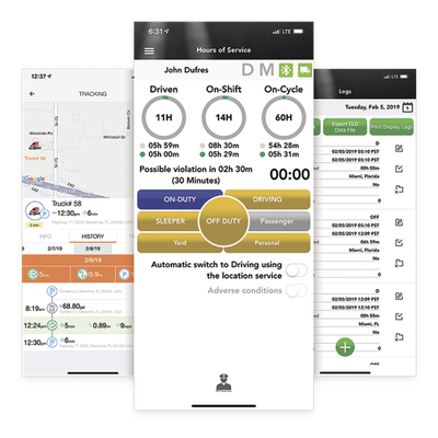 Licencia ELD / Cumplimiento Regulatorio EE.UU., Canadá y México / Ciclos 60h/7d y 70h/8d / App Android e iOS / Integración GPS