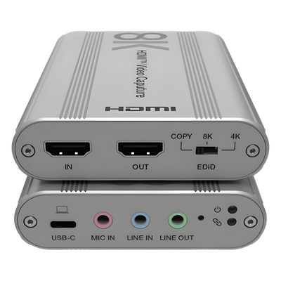 Tarjeta de Captura HDMI / 8K@60Hz / 4K2K@144Hz / USB 3.2 Gen 1 / Ancho de Banda 48 Gbps / Mezcla de Audio / Aluminio