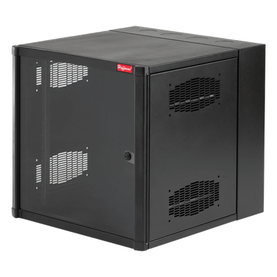 Gabinete de Pared 19in / 12 UR / 600×762 mm / Puerta con Ventana / Carga 113.4 kg / Negro