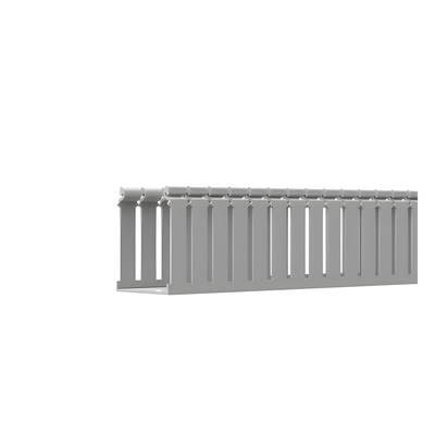 Canaleta Ranurada de PVC con Tapa / Tipo F / 4.25 x 4.10 x 6.6 ft / UL 94 V-0 / Gris Claro
