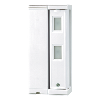 Sensor de Cortina Exterior / Alcance Ajustable 2 m (6.6 ft) o 5 m (16.4 ft) / Inalámbrico con Pilas / Inmunidad Mascotas 25 kg / IP Exterior 100% / SMDA Antifalsas