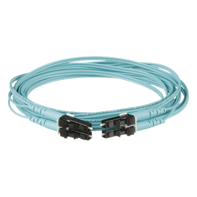 Jumper de Fibra Óptica / OM3 50/125 / LC-LC Dúplex / OFNR / 9 m (29.53 ft) / Aqua