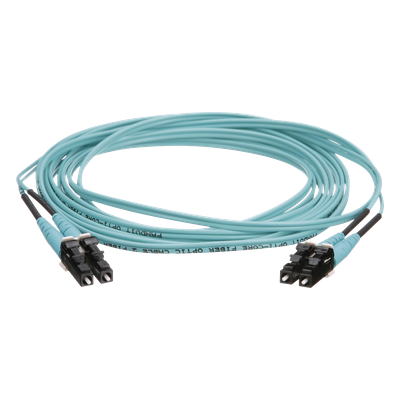 Jumper de Fibra Óptica / Multimodo OM4 50/125 / LC-LC Dúplex / OFNR Riser / Aqua / 10 m (32.81 pies)