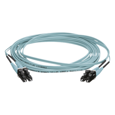Jumper de Fibra Óptica / Multimodo OM4 50/125 / LC-LC Dúplex / OFNR Riser / 20 m (65.62 pies) / Color Aqua