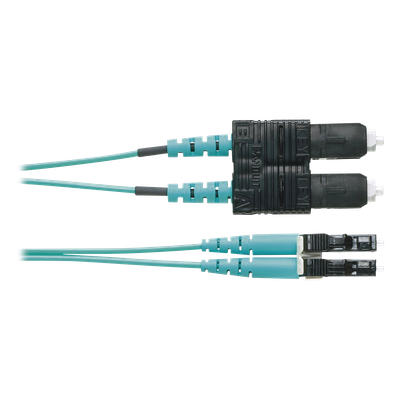 Jumper de Fibra Óptica / Multimodo OM4 50/125 / LC-SC Duplex / OFNR Riser / Aqua / 3 m (9.84 ft)