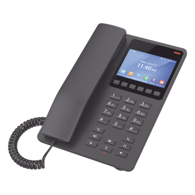 Teléfono IP Hotelero / Wi-Fi 6 Dual Band / 2 Líneas SIP / Pantalla LCD Color / 3 Vías Conferencia / USB-C Carga Rápida