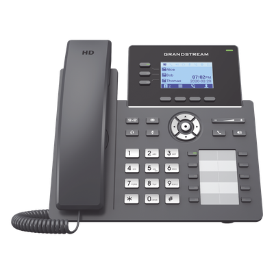 Teléfono IP Carrier-Grade / 3 Líneas SIP / 6 Cuentas / 10 Botones BLF / Gigabit PoE / Codecs Opus / IPv4/IPv6 / Gestión en la Nube