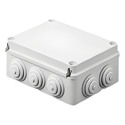 Caja de Derivación / PVC Auto-extinguible Libre de Halógenos / IP55 / IK08 / 10 Entradas / 190 x 140 x 70 mm / -24°C a 60°C