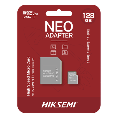 Memoria microSDXC con Adaptador / 128 GB / Clase 10 / Lectura 92 MB/s / Escritura 40 MB/s / NAND TLC / Resistente a Agua y Golpes