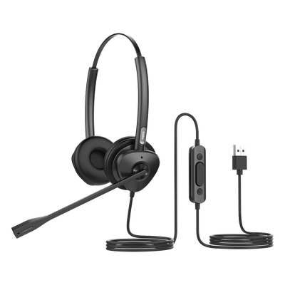 Diadema USB / Binaural / Cancelación de Ruido ENC / Audio HD / Micrófono Dual / Plug & Play